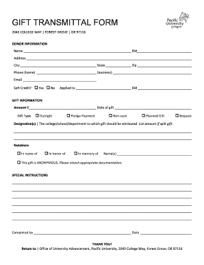 Gift Transmittal Form