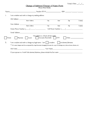 Change of Address/Name Form