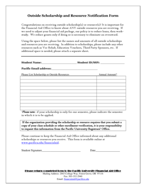 Outside Scholarship Notification Form