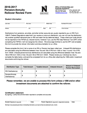 Rollover Review Form