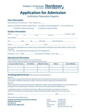 Graduate and Professional Studies Application for Admission