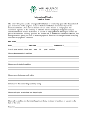 International Studies Medical Form