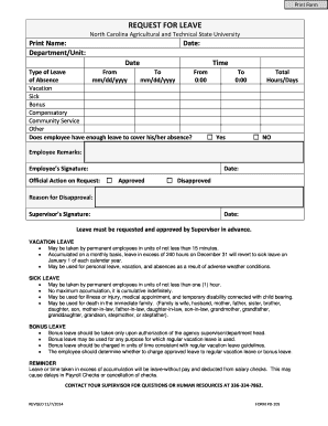 Request for Leave Form