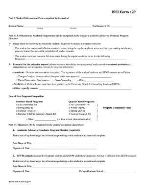 ISSI Form 129 Program Extension