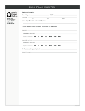 Change of Major Request Form