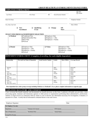 Group Health Plan Enrollment Form