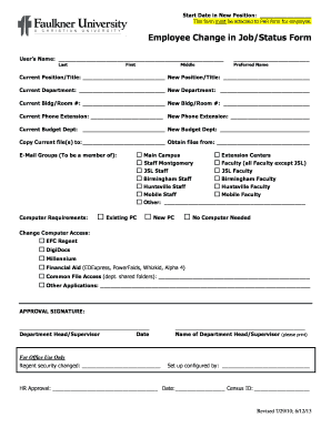 Employee Change in Job/Status Form