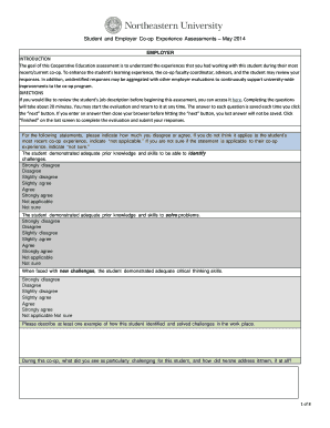 Co-op Experience Assessment Form