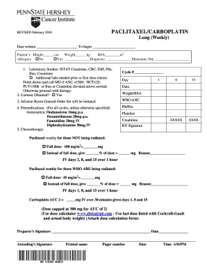 Paclitaxel/Carboplatin Lung Chemotherapy Protocol
