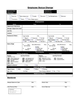 Employee Status Change Form