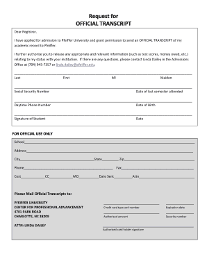 Request for Official Transcript