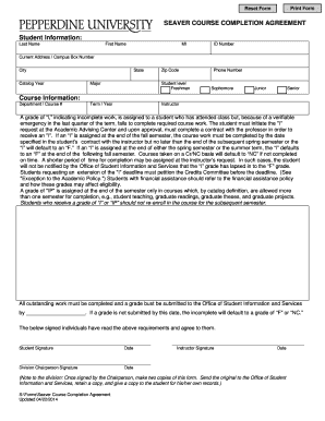 Seaver Course Completion Agreement