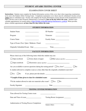Examination Cover Sheet