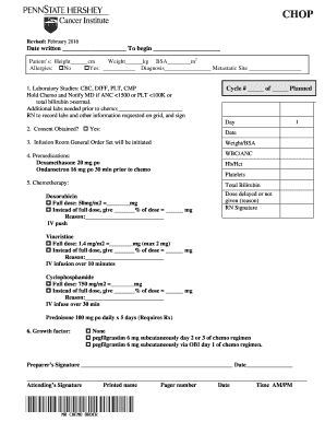 CHOP Chemotherapy Protocol Form