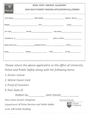 Penn State Greater Allegheny Student Parking Application