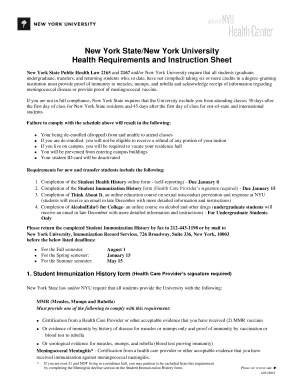 New York University Student Immunization Form