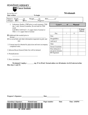 Nivolumab Treatment Order Form