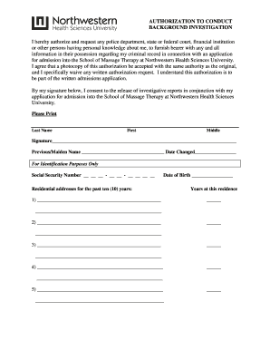 Authorization to Conduct Background Investigation