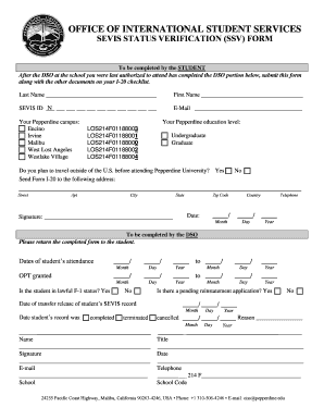 SEVIS Status Verification Form