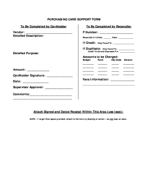 Purchasing Card Support Form