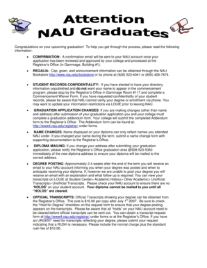 Northern Arizona University Graduation Application