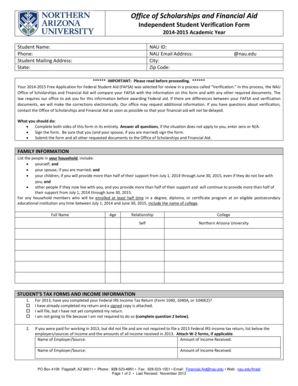 Independent Student Verification Form