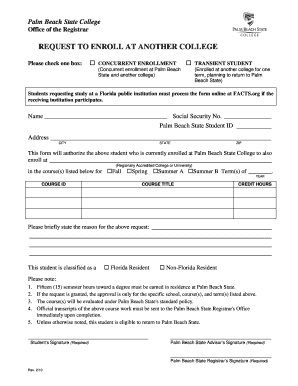 Request to Enroll at Another College