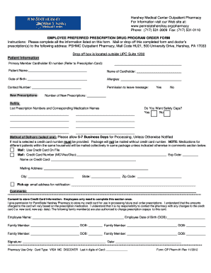 Employee Preferred Prescription Drug Program Order Form