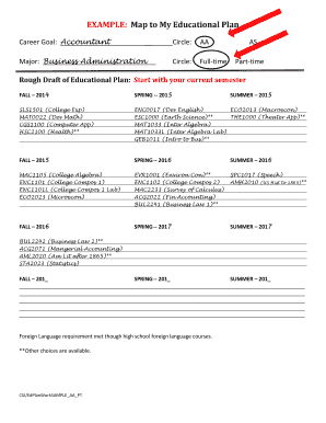 Educational Plan Template for Business Administration