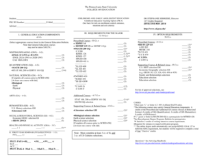 Pennsylvania State University Childhood Education Teaching Option Form