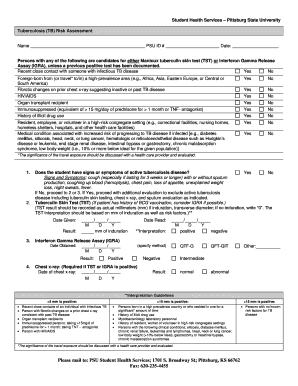 Tuberculosis Risk Assessment Form