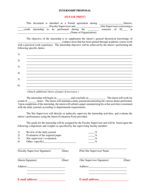 Internship Proposal Agreement