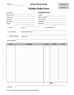 Vendor Order Form