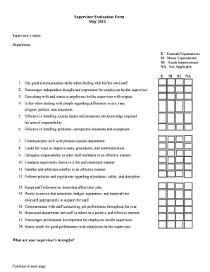 Supervisor Evaluation Form