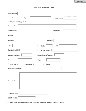 Shipping Request Form