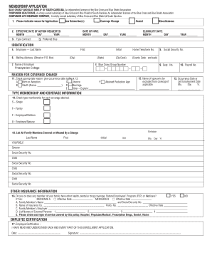 Blue Cross and Blue Shield of South Carolina Membership Application