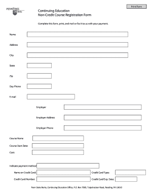 Non-Credit Course Registration Form