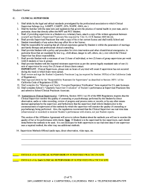 California Clinical Supervisor Agreement