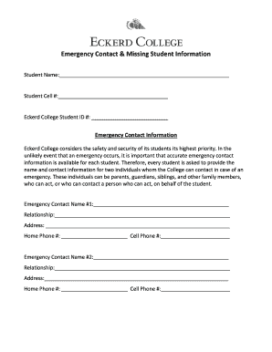 Eckerd College Emergency Contact Form