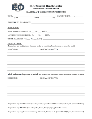 Allergy and Medication Information Form