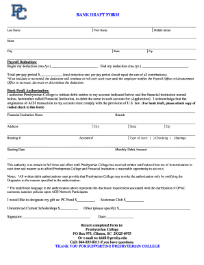 Bank Draft Authorization Form