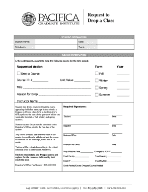 Request to Drop a Class Form