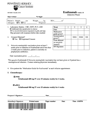 Eculizumab Treatment Protocol Form