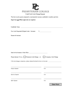 Credit Card Limit Change Request Form