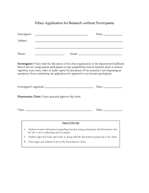 Ethics Application for Research without Participants