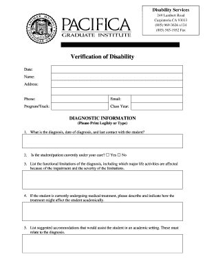 Verification of Disability Form