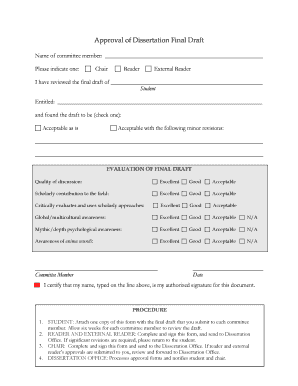 Approval of Dissertation Final Draft