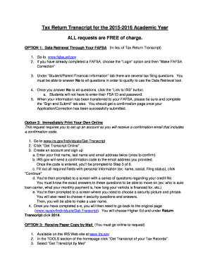 IRS Tax Return Transcript Request