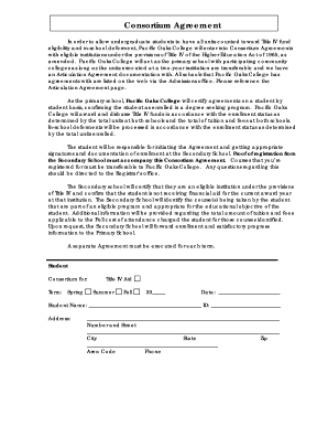 Consortium Agreement for Title IV Aid