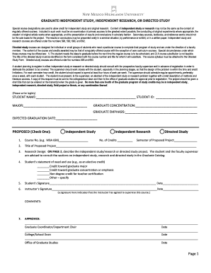 Graduate Independent Study Research Form